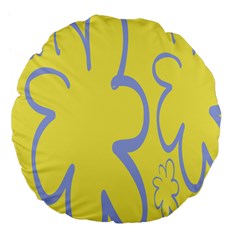Doodle Shapes Large Flower Floral Grey Yellow Large 18  Premium Flano Round Cushions