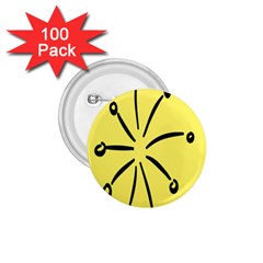 Doodle Shapes Large Line Circle Black Yellow 1 75  Buttons (100 Pack)  by Alisyart