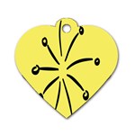 Doodle Shapes Large Line Circle Black Yellow Dog Tag Heart (Two Sides) Front