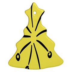 Doodle Shapes Large Line Circle Black Yellow Ornament (christmas Tree) 