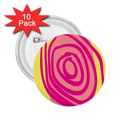 Doodle Shapes Large Line Circle Pink Red Yellow 2 25  Buttons (10 Pack)  by Alisyart
