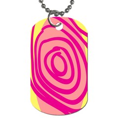 Doodle Shapes Large Line Circle Pink Red Yellow Dog Tag (two Sides)