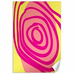 Doodle Shapes Large Line Circle Pink Red Yellow Canvas 24  X 36 