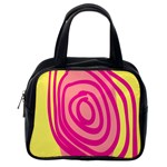 Doodle Shapes Large Line Circle Pink Red Yellow Classic Handbags (2 Sides) Back