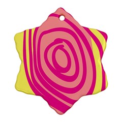 Doodle Shapes Large Line Circle Pink Red Yellow Ornament (snowflake)