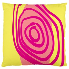 Doodle Shapes Large Line Circle Pink Red Yellow Large Flano Cushion Case (two Sides) by Alisyart