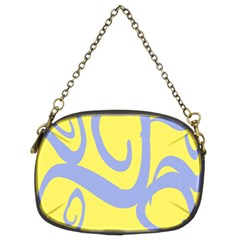 Doodle Shapes Large Waves Grey Yellow Chevron Chain Purses (two Sides) 