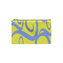 Doodle Shapes Large Waves Grey Yellow Chevron Cosmetic Bag (small) 