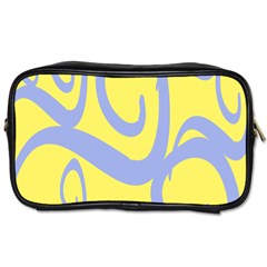 Doodle Shapes Large Waves Grey Yellow Chevron Toiletries Bags 2-side