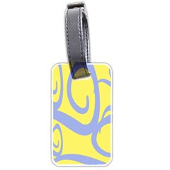 Doodle Shapes Large Waves Grey Yellow Chevron Luggage Tags (two Sides)