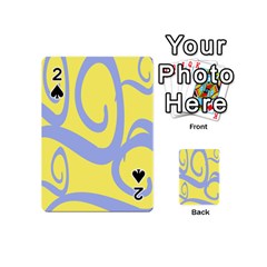 Doodle Shapes Large Waves Grey Yellow Chevron Playing Cards 54 (mini) 