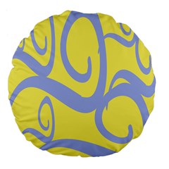 Doodle Shapes Large Waves Grey Yellow Chevron Large 18  Premium Flano Round Cushions by Alisyart