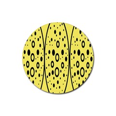 Easter Egg Shapes Large Wave Black Yellow Circle Dalmation Rubber Round Coaster (4 Pack) 