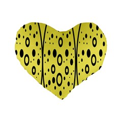 Easter Egg Shapes Large Wave Black Yellow Circle Dalmation Standard 16  Premium Heart Shape Cushions by Alisyart