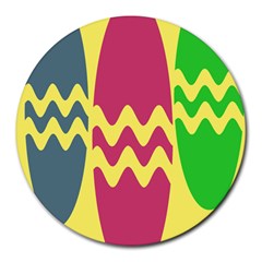 Easter Egg Shapes Large Wave Green Pink Blue Yellow Round Mousepads by Alisyart