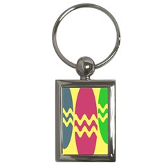Easter Egg Shapes Large Wave Green Pink Blue Yellow Key Chains (rectangle)  by Alisyart