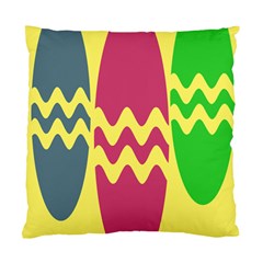 Easter Egg Shapes Large Wave Green Pink Blue Yellow Standard Cushion Case (two Sides)