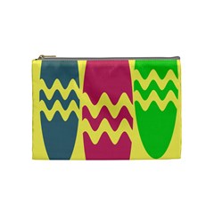 Easter Egg Shapes Large Wave Green Pink Blue Yellow Cosmetic Bag (medium) 