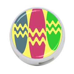 Easter Egg Shapes Large Wave Green Pink Blue Yellow 4-port Usb Hub (two Sides)  by Alisyart