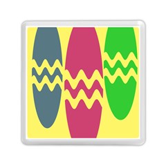 Easter Egg Shapes Large Wave Green Pink Blue Yellow Memory Card Reader (square) 