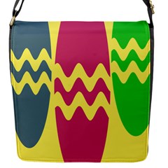 Easter Egg Shapes Large Wave Green Pink Blue Yellow Flap Messenger Bag (s) by Alisyart