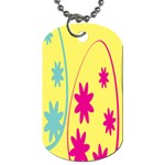 Easter Egg Shapes Large Wave Green Pink Blue Yellow Black Floral Star Dog Tag (Two Sides) Back