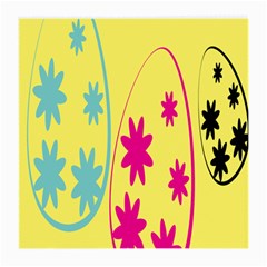 Easter Egg Shapes Large Wave Green Pink Blue Yellow Black Floral Star Medium Glasses Cloth (2-side) by Alisyart