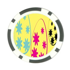 Easter Egg Shapes Large Wave Green Pink Blue Yellow Black Floral Star Poker Chip Card Guard