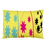 Easter Egg Shapes Large Wave Green Pink Blue Yellow Black Floral Star Pillow Case 26.62 x18.9  Pillow Case