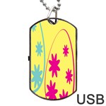 Easter Egg Shapes Large Wave Green Pink Blue Yellow Black Floral Star Dog Tag USB Flash (One Side) Front