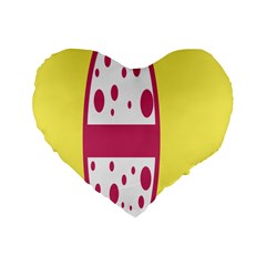 Easter Egg Shapes Large Wave Pink Yellow Circle Dalmation Standard 16  Premium Heart Shape Cushions by Alisyart