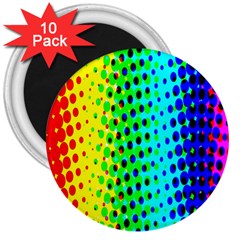 Comic Strip Dots Circle Rainbow 3  Magnets (10 pack) 