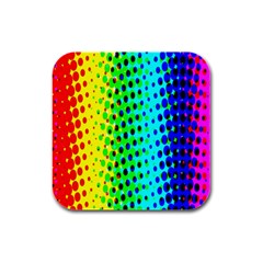 Comic Strip Dots Circle Rainbow Rubber Square Coaster (4 pack) 