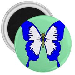 Draw Butterfly Green Blue White Fly Animals 3  Magnets