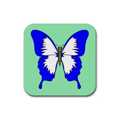 Draw Butterfly Green Blue White Fly Animals Rubber Coaster (square) 