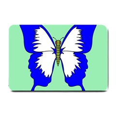 Draw Butterfly Green Blue White Fly Animals Small Doormat  by Alisyart