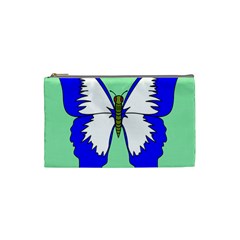 Draw Butterfly Green Blue White Fly Animals Cosmetic Bag (small) 