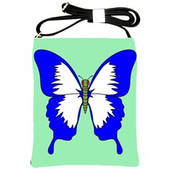 Draw Butterfly Green Blue White Fly Animals Shoulder Sling Bags