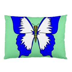 Draw Butterfly Green Blue White Fly Animals Pillow Case (two Sides)