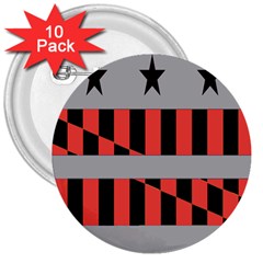 Falg Sign Star Line Black Red 3  Buttons (10 Pack)  by Alisyart