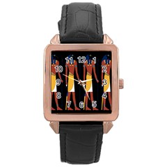 Egyptian Mummy Guard Treasure Monster Rose Gold Leather Watch 