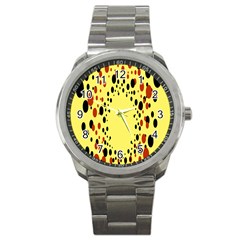 Gradients Dalmations Black Orange Yellow Sport Metal Watch