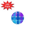 Gingham Pattern Blue Purple Shades Sheath 1  Mini Buttons (100 pack)  Front