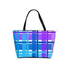 Gingham Pattern Blue Purple Shades Sheath Shoulder Handbags by Alisyart