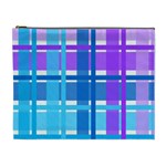 Gingham Pattern Blue Purple Shades Sheath Cosmetic Bag (XL) Front