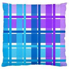 Gingham Pattern Blue Purple Shades Sheath Large Cushion Case (two Sides)
