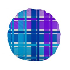 Gingham Pattern Blue Purple Shades Sheath Standard 15  Premium Round Cushions by Alisyart