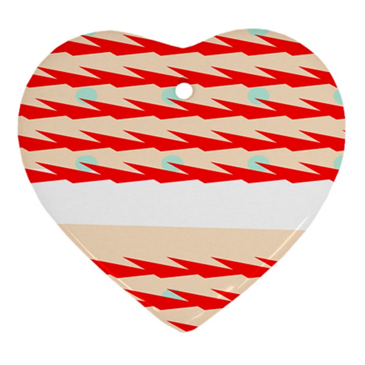 Chevron Wave Triangle Red White Circle Blue Ornament (Heart)