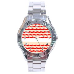 Chevron Wave Triangle Red White Circle Blue Stainless Steel Analogue Watch by Alisyart