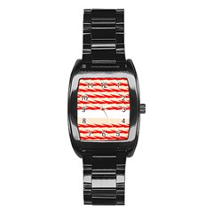 Chevron Wave Triangle Red White Circle Blue Stainless Steel Barrel Watch by Alisyart